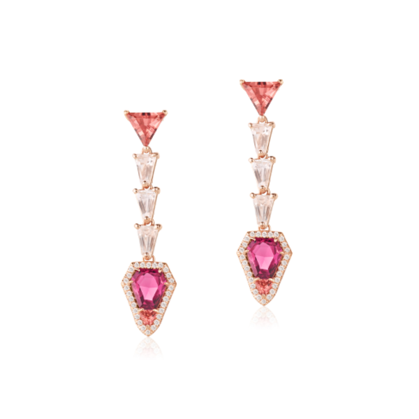 Rose Gold Pink + Peach Tourmaline Earrings