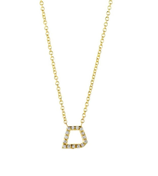 Yellow Gold Outline Diamond Necklace