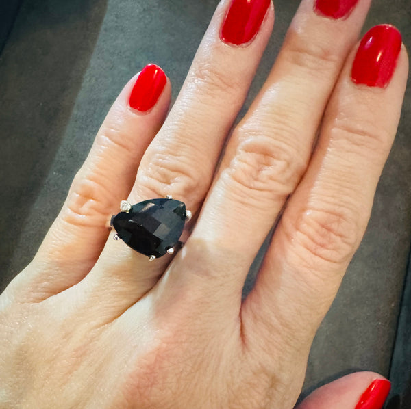 CandyBar Mini Triangle Ring With Smoky Quartz in Size 9