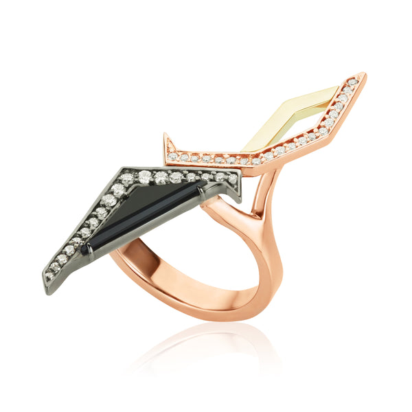 Libeskind Three Tone Gold Ring - Black