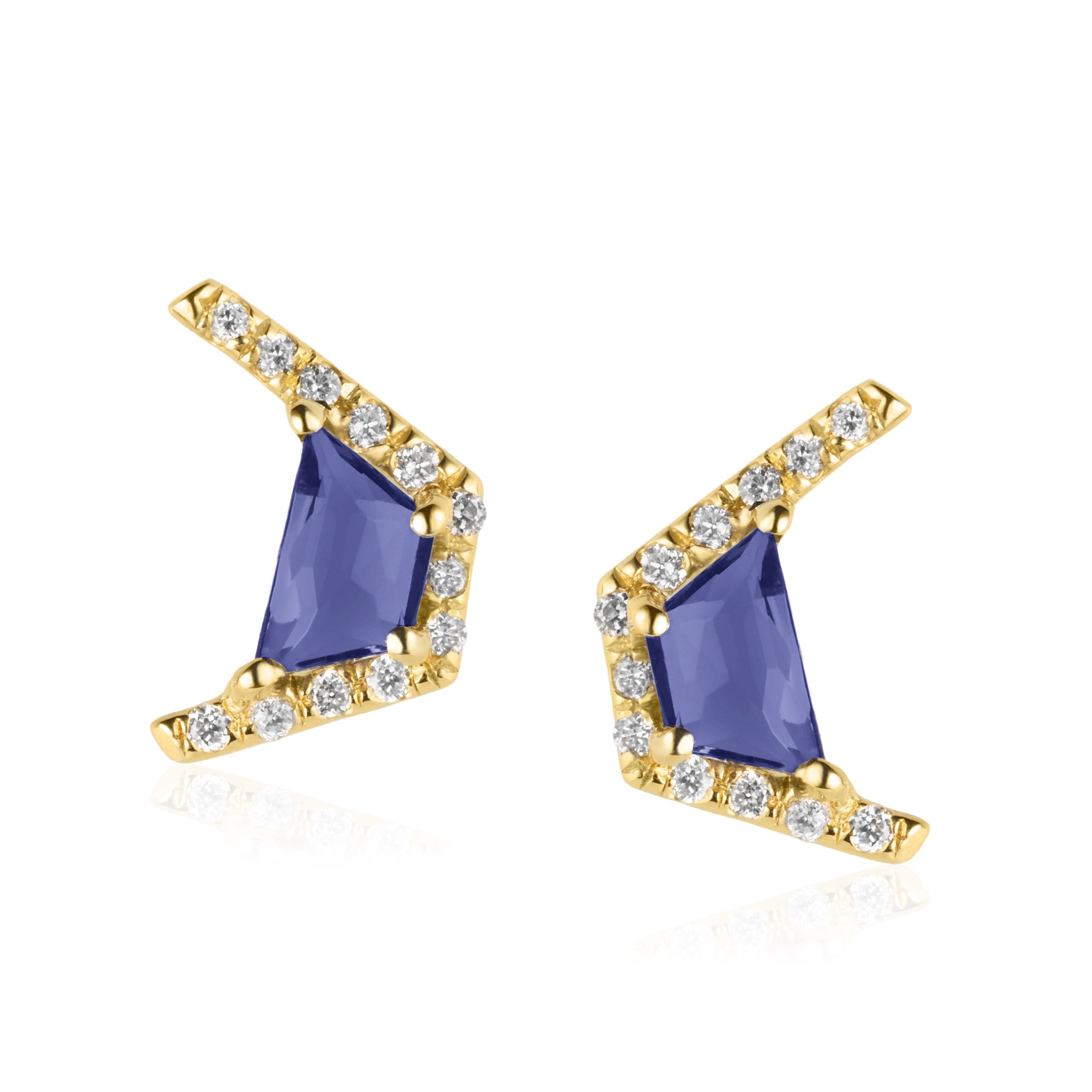 Micro Earrings Yellow Gold/Iolite